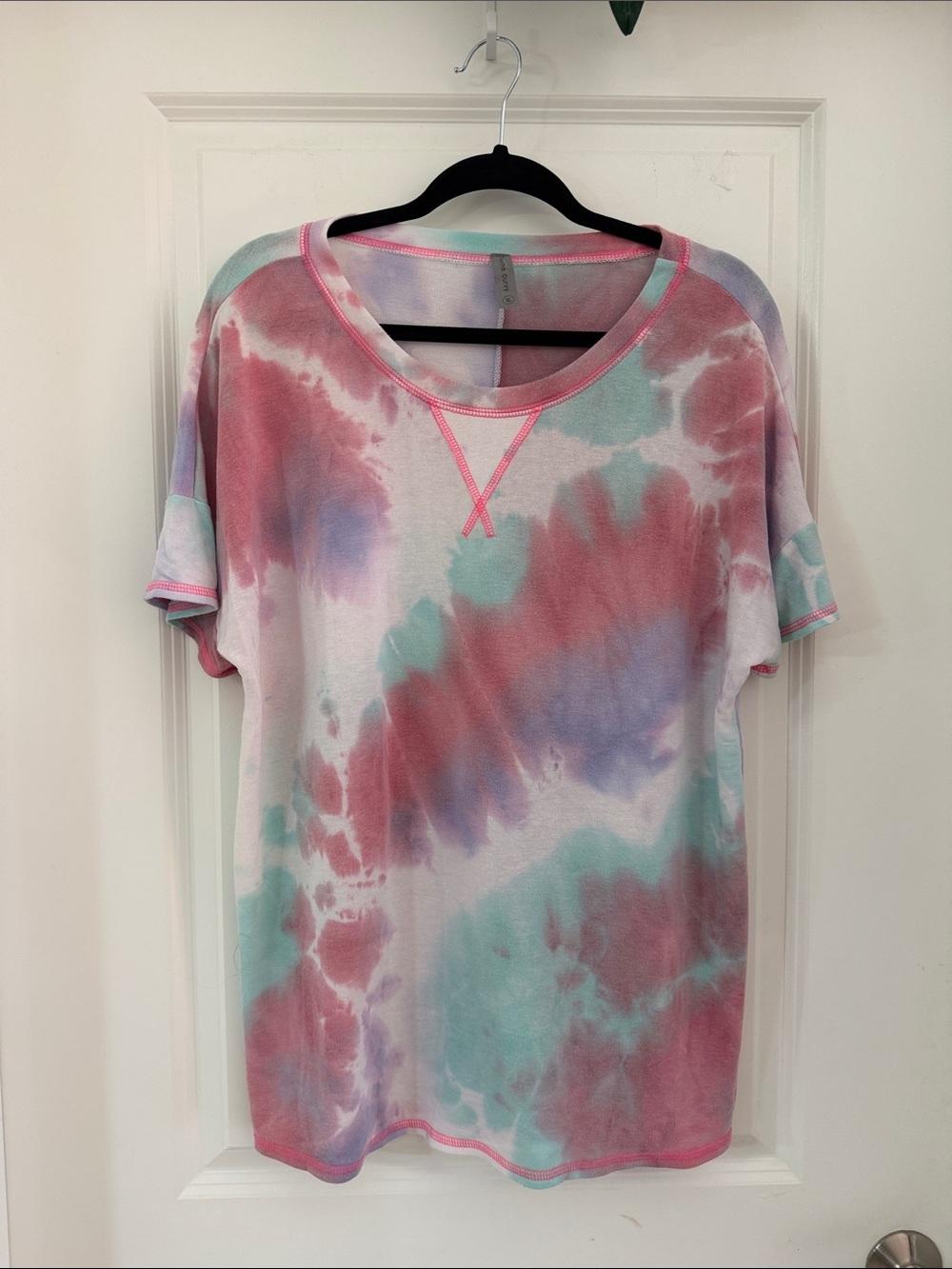 Women's Pastel Tie-Dye Short Sleeve Tee - Pink, Mint & Lavender, Super Soft